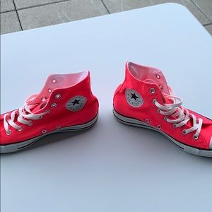 Hot pink hightop converse. Size 8 never used